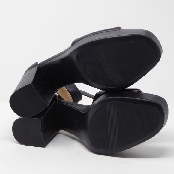 NEW Naturalizer Pearlyn Black Leather Platform Ankle Strap Block Heels 9W - Picture 6 of 8